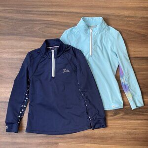 2 RJ Classic Kid's Sun Shirts - Long Sleeve Navy & Blue - Youth XS 5-6